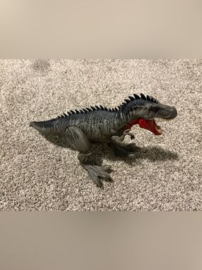 Jurassic World Gray and Black Dinosaur Figure with Red Mouth